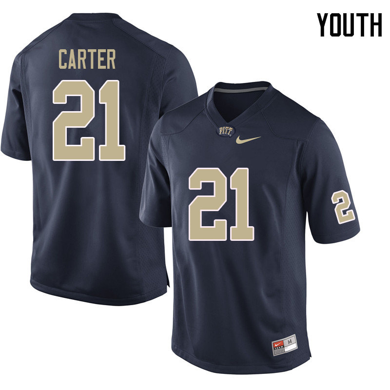 Youth #21 V'Lique Carter Pittsburgh Panthers College Football Jerseys Sale-Navy